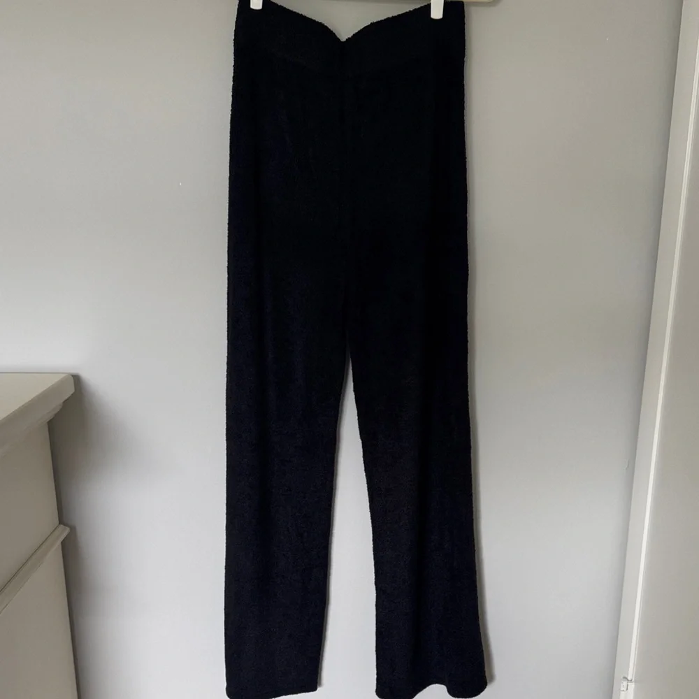 Barefoot Dreams Black CozyChic Lite Wide Leg Seamed Pants Medium 8/10 NWT - Picture 5 of 7